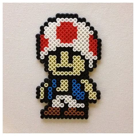 Super Mario Toad Perler Pixel Art Magnet Or Wall Art 500 Via Etsy Perler Bead Mario Bead