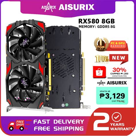 AISURIX RX580 8G 100 NEW Graphics Cards AMD GDDR5 GPU RX 580 8GB