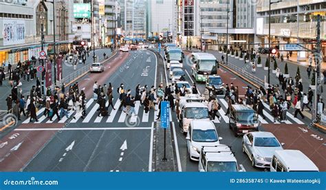 Car Traffic Transportation Japanese People Crowd Asian Commuter Walk