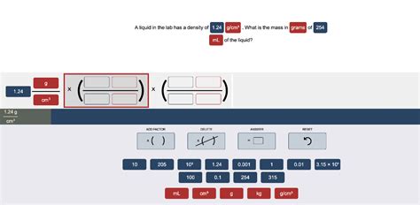 Solved A liquid in the lab has a density of What is the mass | Chegg.com