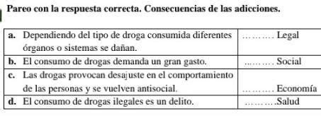 Pareo Con La Respuesta Correcta Consecuencia De Las Adiciones