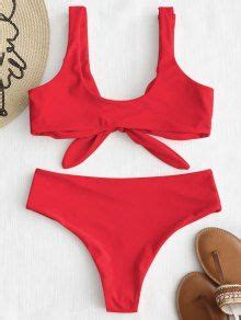 62 OFF POPULAR 2020 ZAFUL Tie Front Padded Bikini Set In BRIGHT