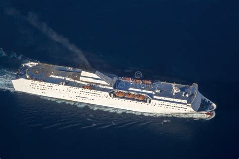 Cruise Ship Aerial View from Airplane Stock Photo - Image of ...