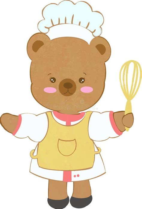 Cute Brown Bear Cartoon Wearing Cooking Clothes. Stock Vector ...