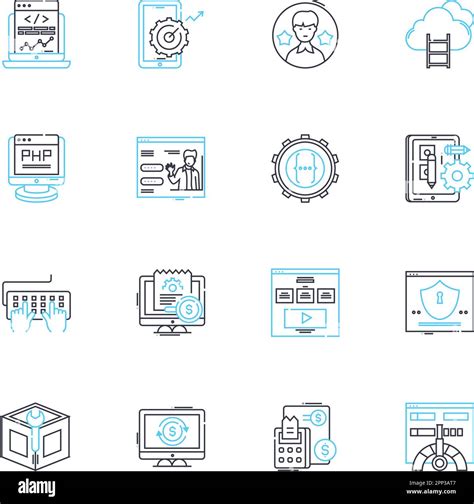 Computer Science Linear Icons Set Algorithm Binary Cache Compiler