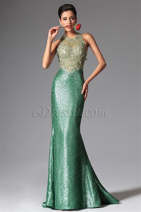 Edressit Green Halter Mermaid Evening Dress Prom Ball Gown