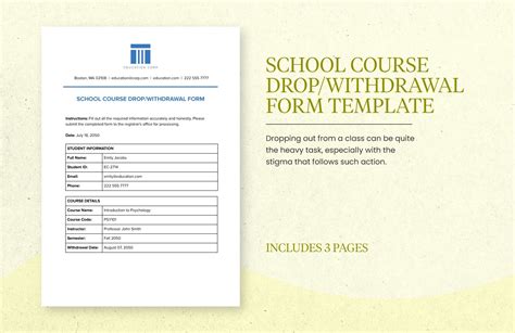 School Course Drop Withdrawal Form Template In Word PDF Google Docs