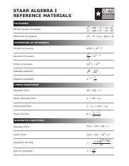 Algebra Staar Reference Chart A Visual Reference Of Charts Chart Master