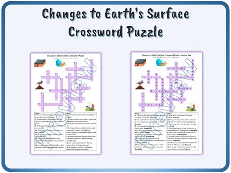 Changes To Earth S Surface Crossword Puzzle Worksheet Activity