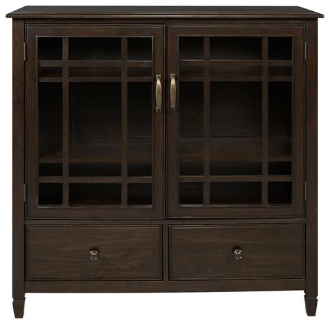 Simpli Home Connaught Tall Storage Cabinet Dark Chestnut Brown 3AXCCON