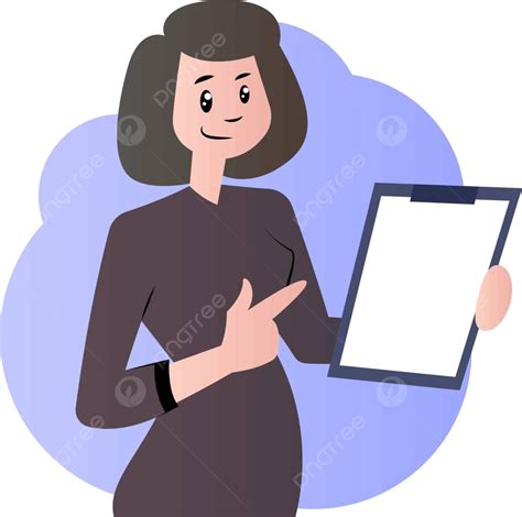 Vector Illustration Of A Female Cartoon Character Holding Documents On