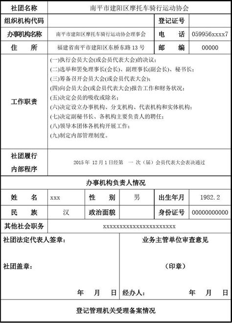 16社会团体办事机构备案表word文档在线阅读与下载无忧文档