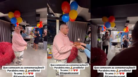 Vídeo Marido de Tiago Abravanel Fernando Poli o surpreende festa