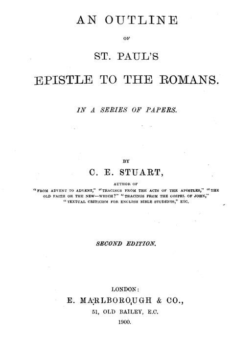 An Outline of St Paul's Epistle to the Romans | Plymouth Brethren Archive