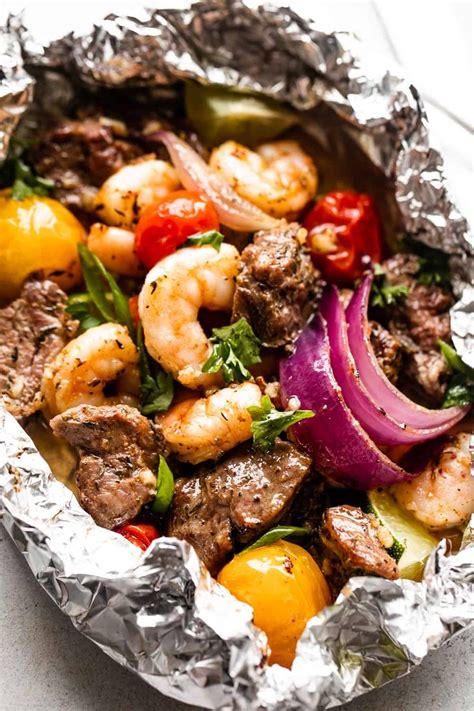 The Best Surf And Turf Foil Packs Steak And Seafood Shrimp Recipes