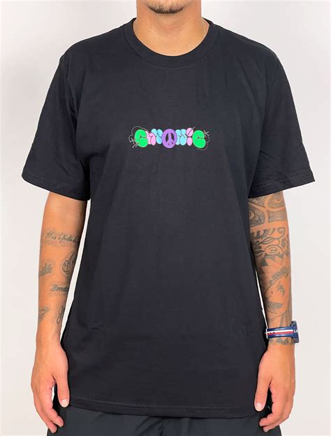 Manga Curta Camiseta Chronic Graff Logo Paz Preta