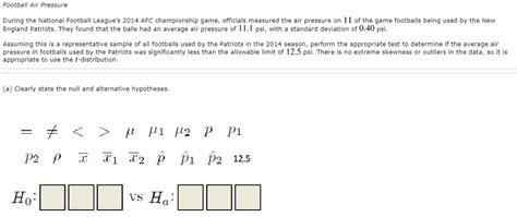 Solved Football Air Pressure During the National Football | Chegg.com