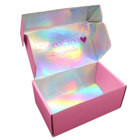 Custom Logo Printed Paper Hologram T Box Holographic Mailing Mailer Shipping Packaging Box