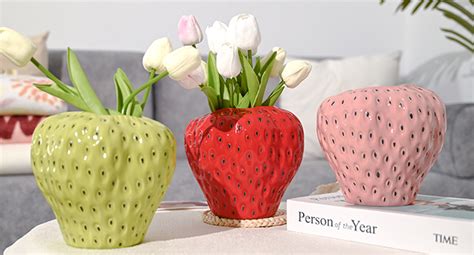 Dn Deconation Red Strawberry Vase Strawberry Ceramic