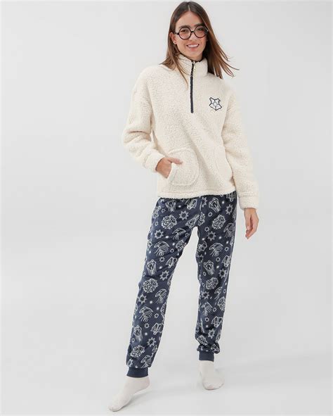 Riachuelo Pijama Longo Feminino Em Fleece Harry Potter Branco