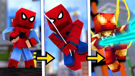 A EVOLUÇÃO DO UNIFORME DO HOMEM ARANHA NO MINECRAFT YouTube