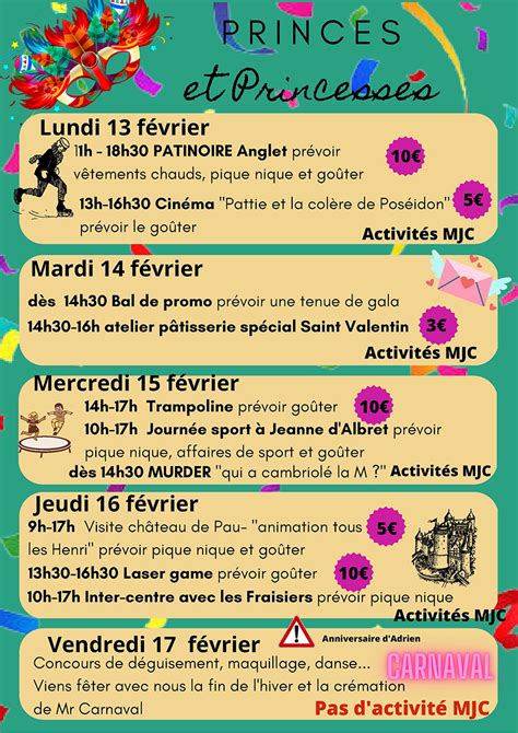 Programme Alsh Vacances F Vrier Ans Mjc Des Fleurs Saragosse