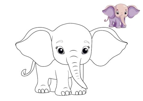 Premium Vector Elephant Coloring Page Colored Vector Illustration