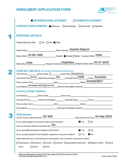 MMC Enrolment Fillable Form - Updated For All Campus | PDF | Vocational ...