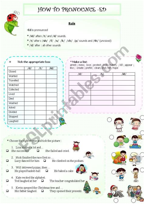 How To Pronounce Ed Esl Worksheet By Stefemma