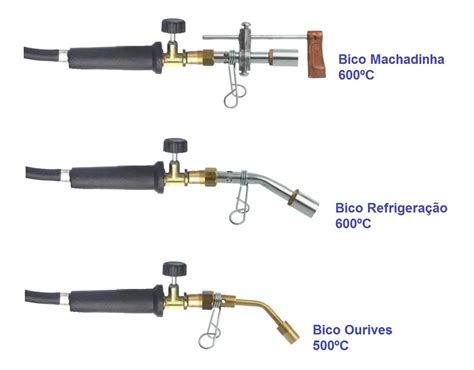 Maçarico Solda Glp Kit Completo 3 Bicos Adaptador Botijão 13 Frete grátis