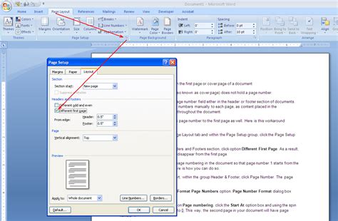 How To Omit Page Number From The First Page Of A Document Ms Word