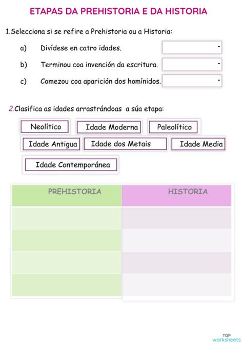 Etapas Da Historia Ficha Interactiva Topworksheets