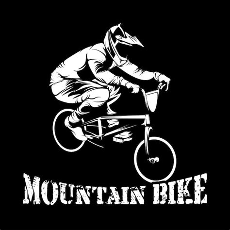 Premium Vector Mountain Bike Black And White Silhouette Logo