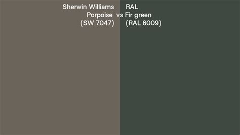 Sherwin Williams Porpoise SW 7047 Vs RAL Fir Green RAL 6009 Side By