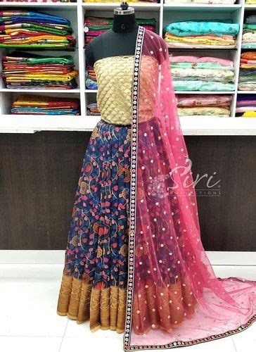 Kalamkari Banarasi Dupion Chanderi Silk Lehenga Fabric With Designer