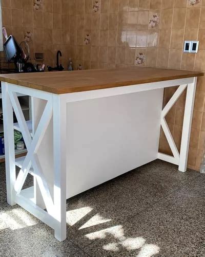 Isla Desayunador Barra Mueble De Cocina En Madera Maciza Cuotas Sin