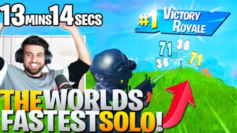 I Broke The World Record For The Fastest Solo Win Ever Fortnite