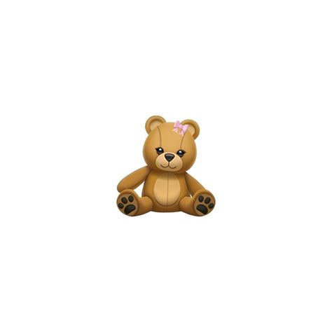 a brown teddy bear with a pink bow on its head sitting in front of a ...