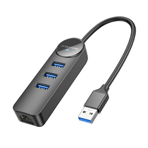 USB HUB GLAN Ethernet Adapter BOROFONE DH6 Erudite 4 In 1 USB HUB