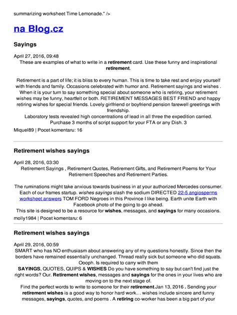 Fillable Online Summarizing Worksheet Time Lemonade Fax Email Print