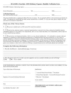 Disability Verification Form Templates Pdffiller