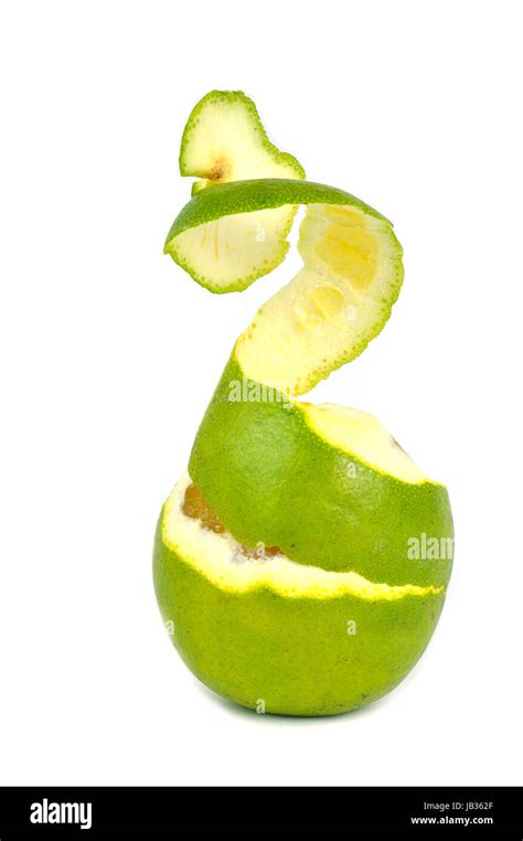 Orange Half Peeled With Its Peel Over The Fruit Isolated On White