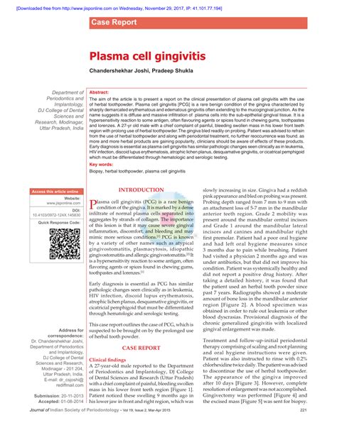 (PDF) Plasma cell gingivitis