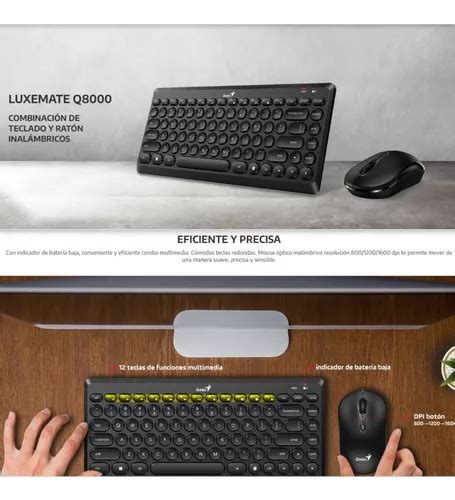 Combo Teclado Mouse Genius Inalambrico Luxemate Q Usb Sp Color Del