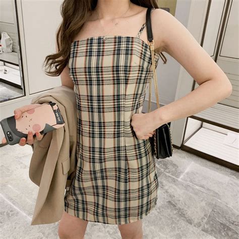 Gentle Style Plaid Suspender Dress Spring And Summer Feminine Short