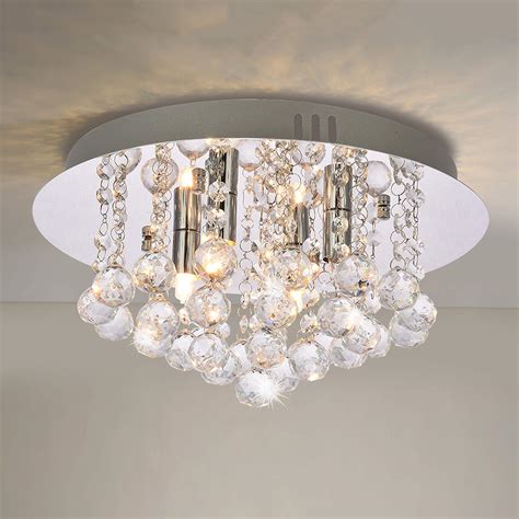 A1A9 Modern Flush Mount Kristal Lamba K9 Kristal Damla Yuvarlak Krom