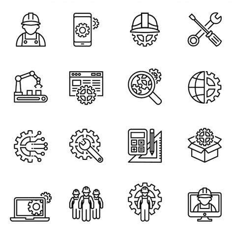 Premium Vector Engineering And Manufacturing Icons Set Thin Line