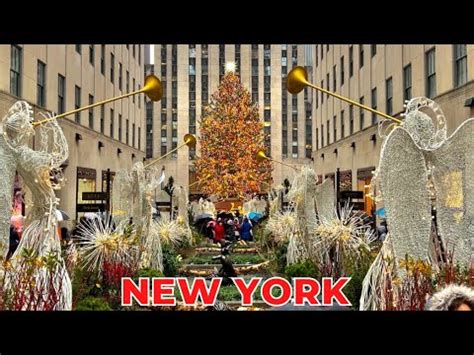 4K NYC Holiday Walk Rockefeller Christmas Tree 22 Saks Holiday