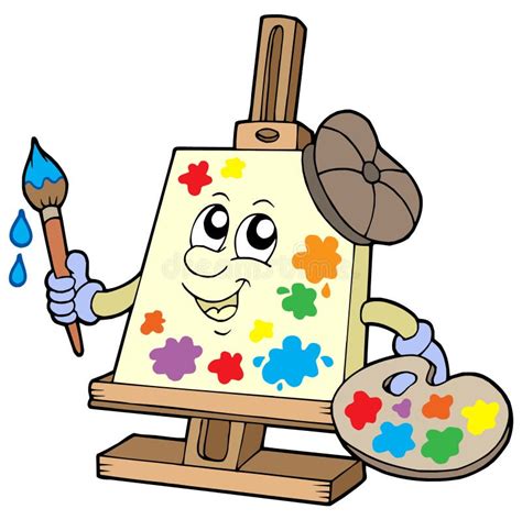 Artist And The Painting Cartoon Stock Illustration Illustration Of