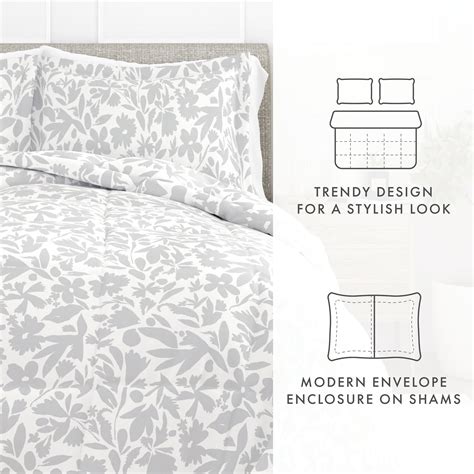 Free Shipping Noble Linens 3 Piece Light Gray Abstract Garden Print Comforter Set Kingcalking